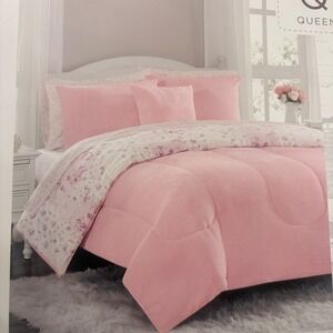 The Farmhouse by Rachel Ashwell Queen 8 Piece Bedding Set Pink Floral Reversible